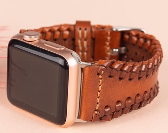 Tressed Leather Apple Watch Band 38mm 40mm 41mm 42mm 44mm 45mm 49mm iWatch Strap Bracelet Series 8 7 6 5 4 3 2 1 SE Fitbit 4 3 2 1 SENSE