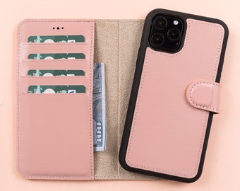 Custodia a portafoglio in pelle per iPhone 12