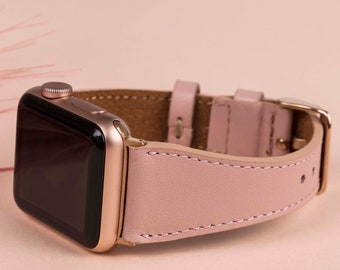 Leather Apple Watch Band 38mm 40mm 41mm 42mm 44mm 45mm, women iWatch Strap Bracelet for 7 6 5 4 3 2 1 & SE, Fitbit Versa 3 2 1/SENSE Band