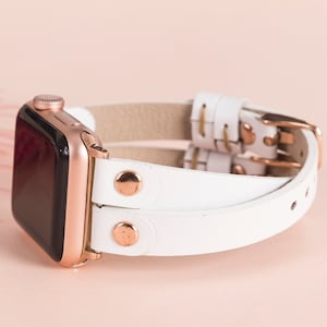 Leather Apple Watch Band 38mm 40mm 41mm 42mm 44mm 45mm 46mm 49mm women Slim iWatch Strap Bracelet Series 10 9 8 7 6 5 4 Ultra SE Watch Band