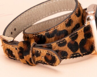 Leopard Furry Leather Apple Watch Band 38mm 40mm 41mm 42mm 44mm 45mm 46mm 49mm iWatch Strap Bracelet Series 11 10 9 8 7 6 5 4 Ultra/SE 3-2-1