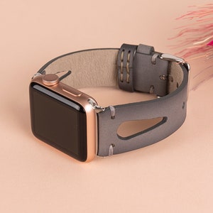 Grey Leather Apple Watch Band 38mm 40mm 41mm 42mm 44mm 45mm 49mm unisex iWatch Strap Bracelet Series 8 7 6 5 4 3 2 1 SE Fitbit 4 3 2 1/SENSE