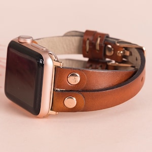 Leather Apple Watch Band 38mm 40mm 41mm 42mm 44mm 45mm 49mm women Slim iWatch Strap Bracelet Series 9 8 7 6 5 4 3 SE Unique Apple Watch Band