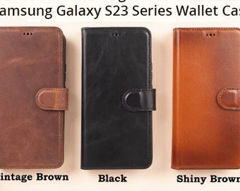 Funda de piel personalizada para Samsung S23: funda tipo cartera magnética desmontable con ranuras para tarjetas, compatible con Galaxy S23 / Plus / Ultra.