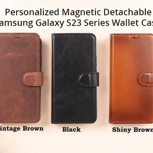 Capa tipo carteira magnética removível de couro para Samsung S23 Series com compartimentos para cartões, capa de telefone personalizada para Galaxy S23 S23 Plus S23 Ultra Supreme