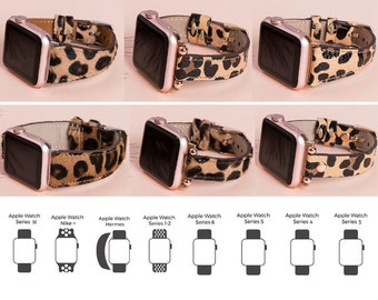 Leopard Pattern Leather Apple Watch Band 38mm 40mm 41mm 42mm 44mm 45mm 46mm 49mm iWatch Strap Bracelet 11 10 9 8 7 6 5 4 Ultra/SE 3-2-1