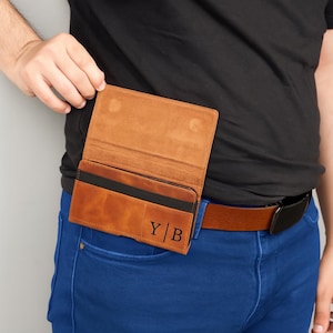 Personalized Leather Phone Holster with Belt Clip & Loop, Cell Phone Holder, Magnetic Closure Case for iPhone Samsung Gift for Him Dad