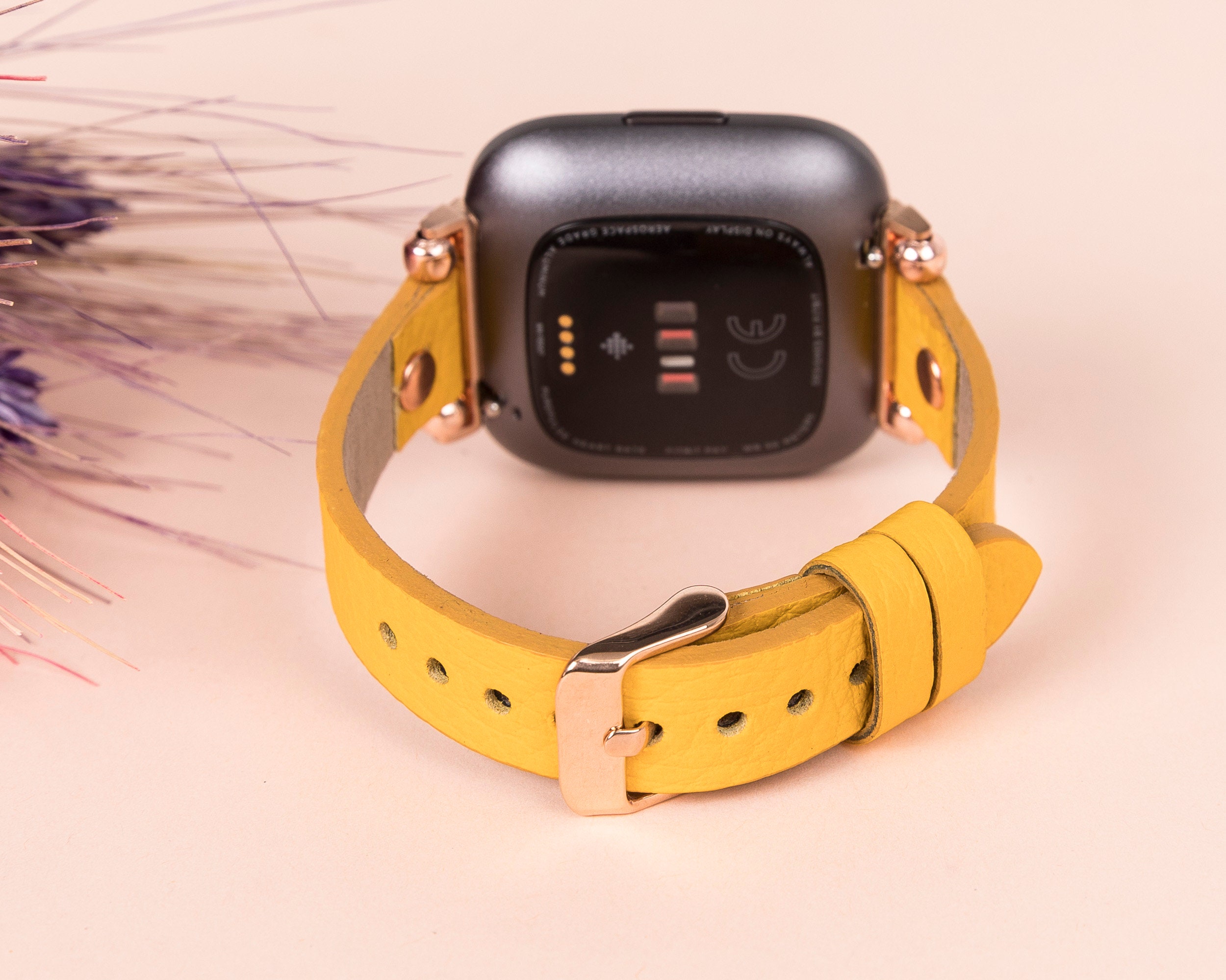 Yellow Leather Fitbit Versa 3 2 1 & Versa Lite Watch Band Etsy