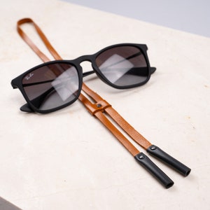 Brown Personalized Leather Long Slide Leather Sunglasses Strap Sunglases Retainer Strap Handmade Grain Glasses Cord Leather Drawstring Gift