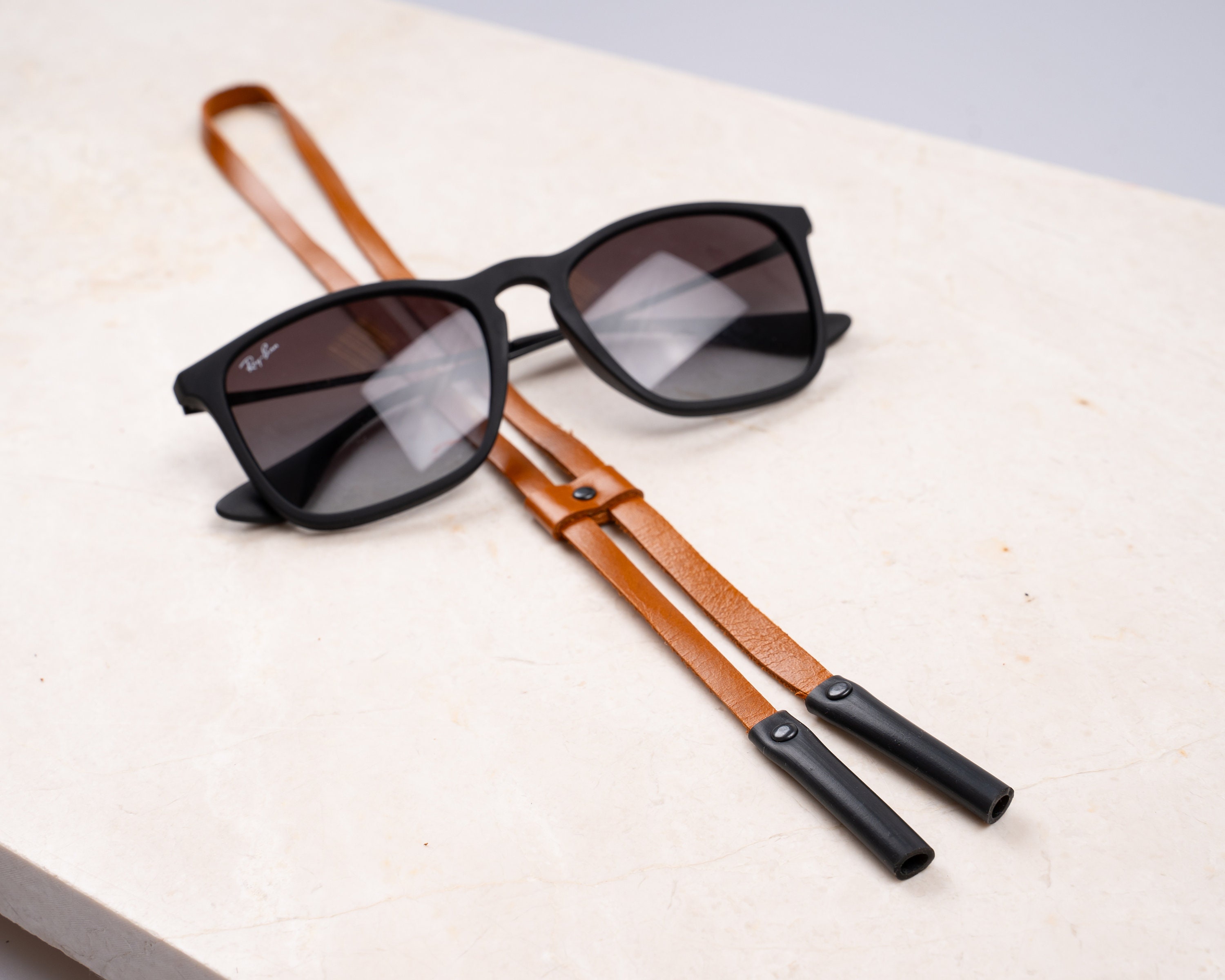 Brown Personalized Leather Long Slide Leather Sunglasses Strap ...