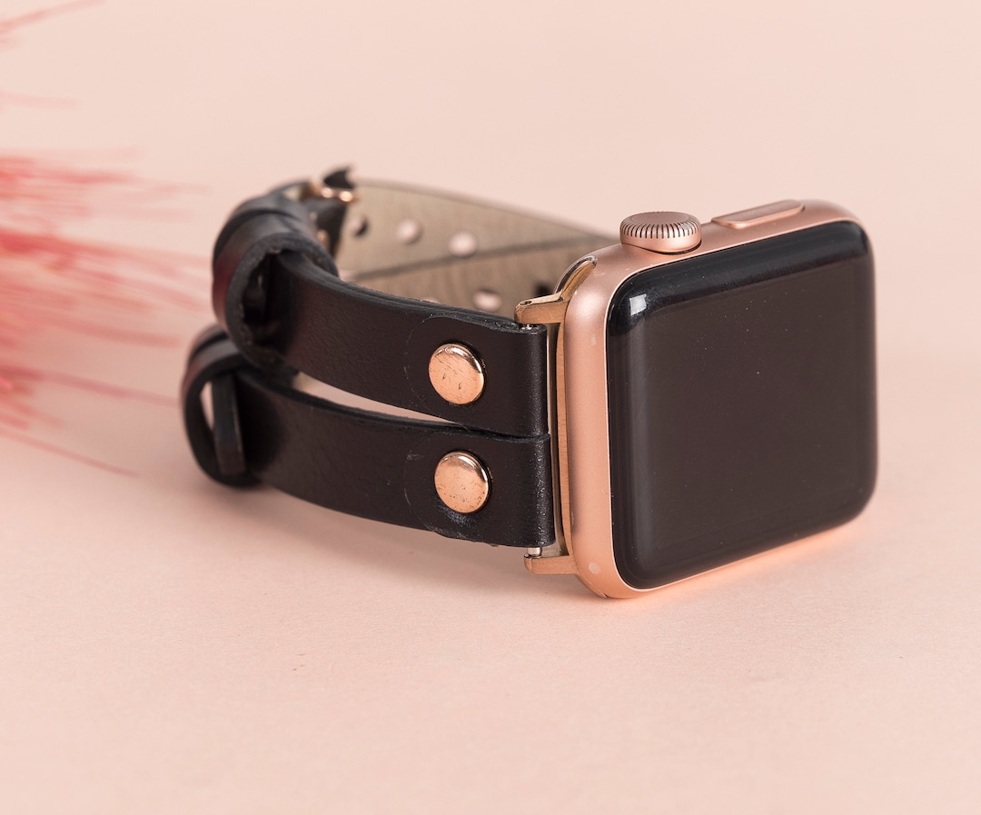 Leather Apple Watch Band 38mm 40mm 41mm 42mm 44mm 45mm 49mm Women Slim