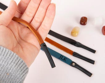 Leather Eyewear Strap, Full Grain Lanyard Cord, Personalized Spectacle Holder, Minimalist Unisex Gift
