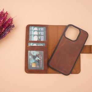 Leder iPhone 16 Pro Max Serie magnetische abnehmbare Brieftasche Hülle Kartensteckplätze iPhone 16 Pro Pro Max Handyhülle Magsafe RFID Geschenk