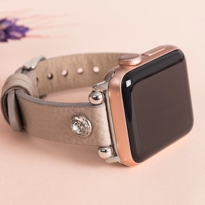 Beige-Gray Apple Watch Band 38mm 40mm 41mm 42mm 44mm 45mm 46mm 49mm Beady iWatch Strap Bracelet for Series 10 9 8 7 6 5 4 Ultra SE Fitbit