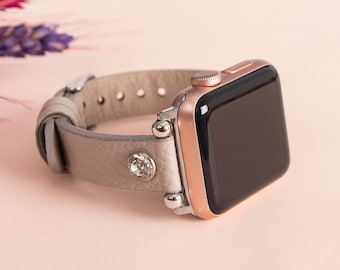 Beige-Gray Apple Watch Band 38mm 40mm 41mm 42mm 44mm 45mm 46mm 49mm Beady iWatch Strap Bracelet for Series 11 10 9 8 7 6 5 4 Ultra/SE 3-2-1
