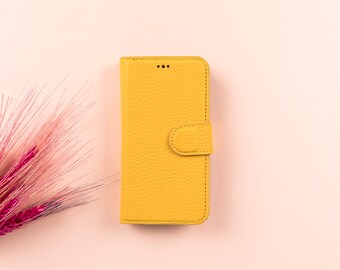 Yellow Leather iPhone 11 Series Magnetic Detachable Wallet Case