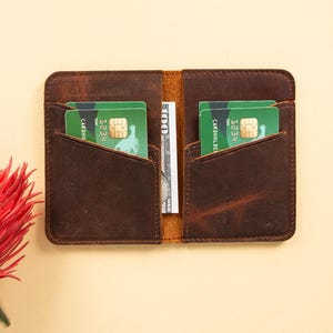 Cartera de cuero delgada, minimalista, con tarjetero plegable, billetera de bolsillo frontal para hombres y mujeres, liviana, ideal para viajes, el mejor regalo de Navidad para él