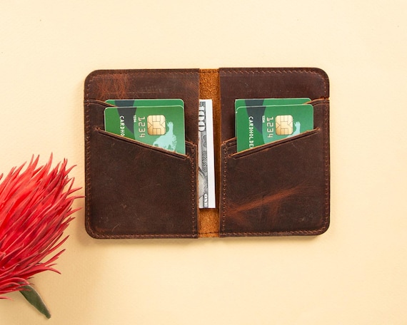 Slim Leather Wallet Minimalist Bifold Card Holder Front Pocket Wallet for Men Women Lightweight Travel-Friendly Best Christmas Gift for Him