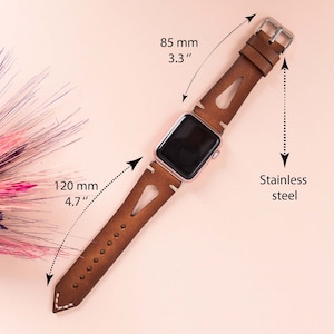 Apple Watch leather strap length comparison — short and long band measurements.