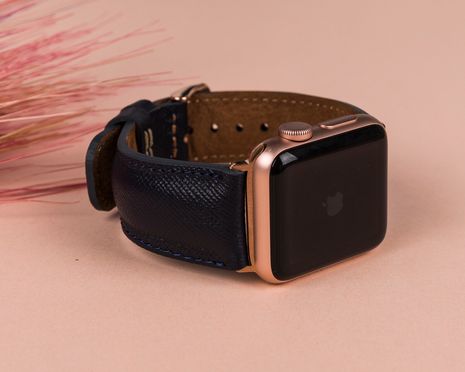 Navy Blue Leather Apple Watch Band 38mm 40mm 41mm 42mm 44mm Etsy