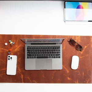 Genuine Leather Desk Mat, Best Office Keyboard Mat, Leather Computer Pad, Custom Size Leather Desk Pad, Personalized Leather Extra Large Mat