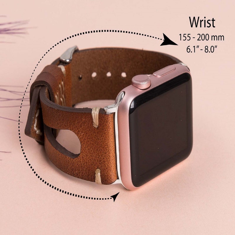 Cinturino Apple Watch in pelle marrone 38mm 40mm 41mm 42mm 44mm 45mm 49mm unisex iWatch Strap Bracciale Serie 9 8 7 6 5 4 3 SE Fitbit 4 3 2 1/SENSE immagine 5