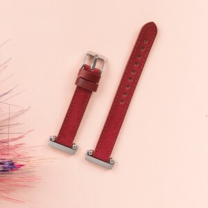 Red Leather Fitbit Versa 3 2 1 Watch Band Thin Beady Fitbit SENSE Watch Band Personalizable Fitbit Series Band Apple Watch 9 Ultra 2 Gift image 6