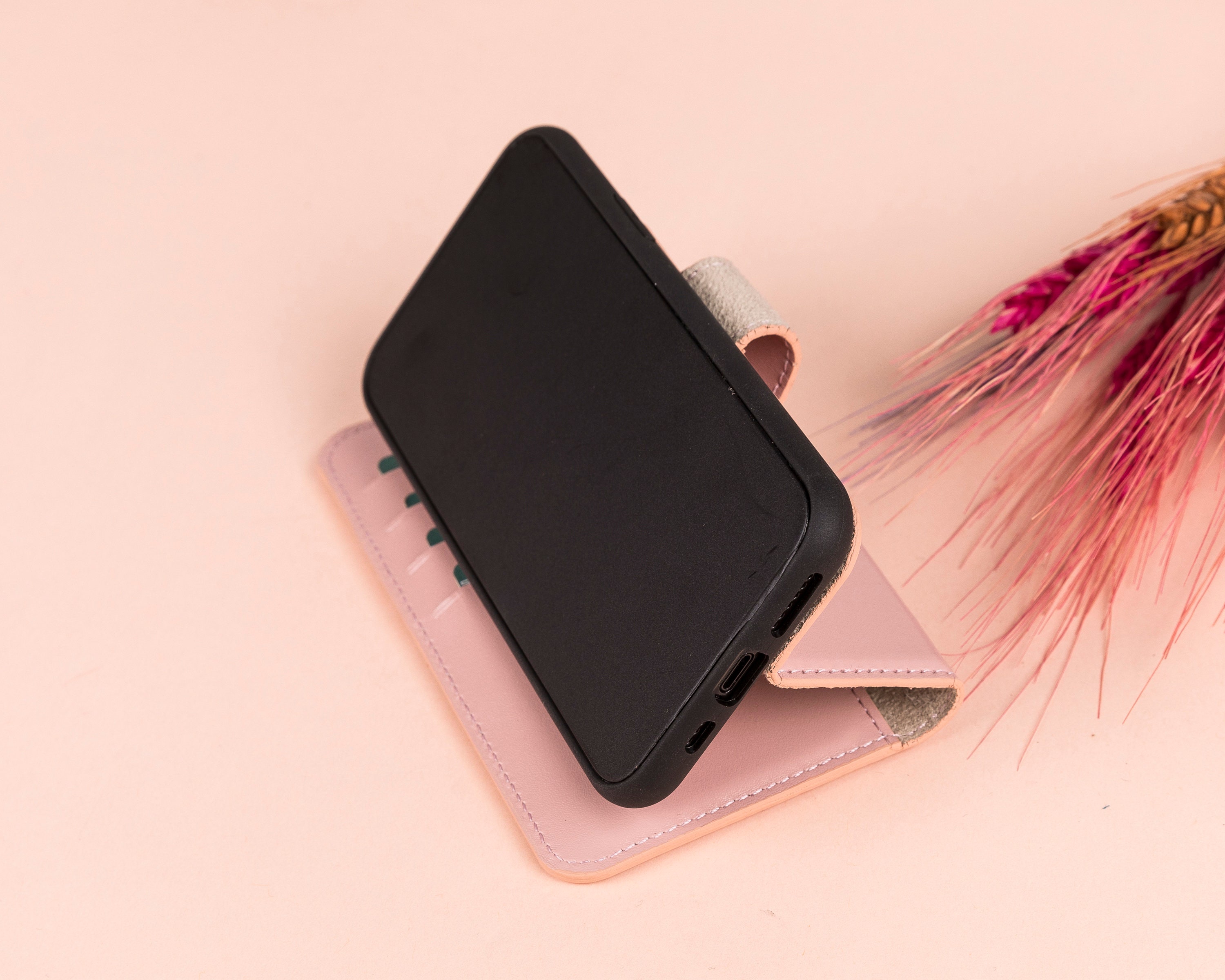 XYZNTMF Custodia Portafoglio Per IPhone 12 Con Porta Carte E Supporto Magnetico | Cover Antiurto In Pelle PU Rosa Con Slot Integrati | Protezione Anti-caduta
