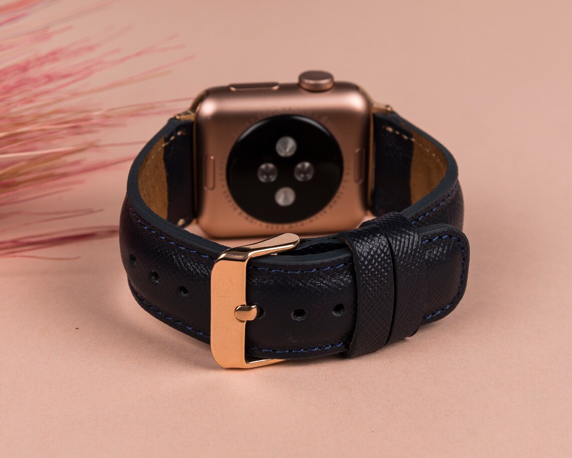 Navy Blue Leather Apple Watch Band 38mm 40mm 42mm 44mm Etsy