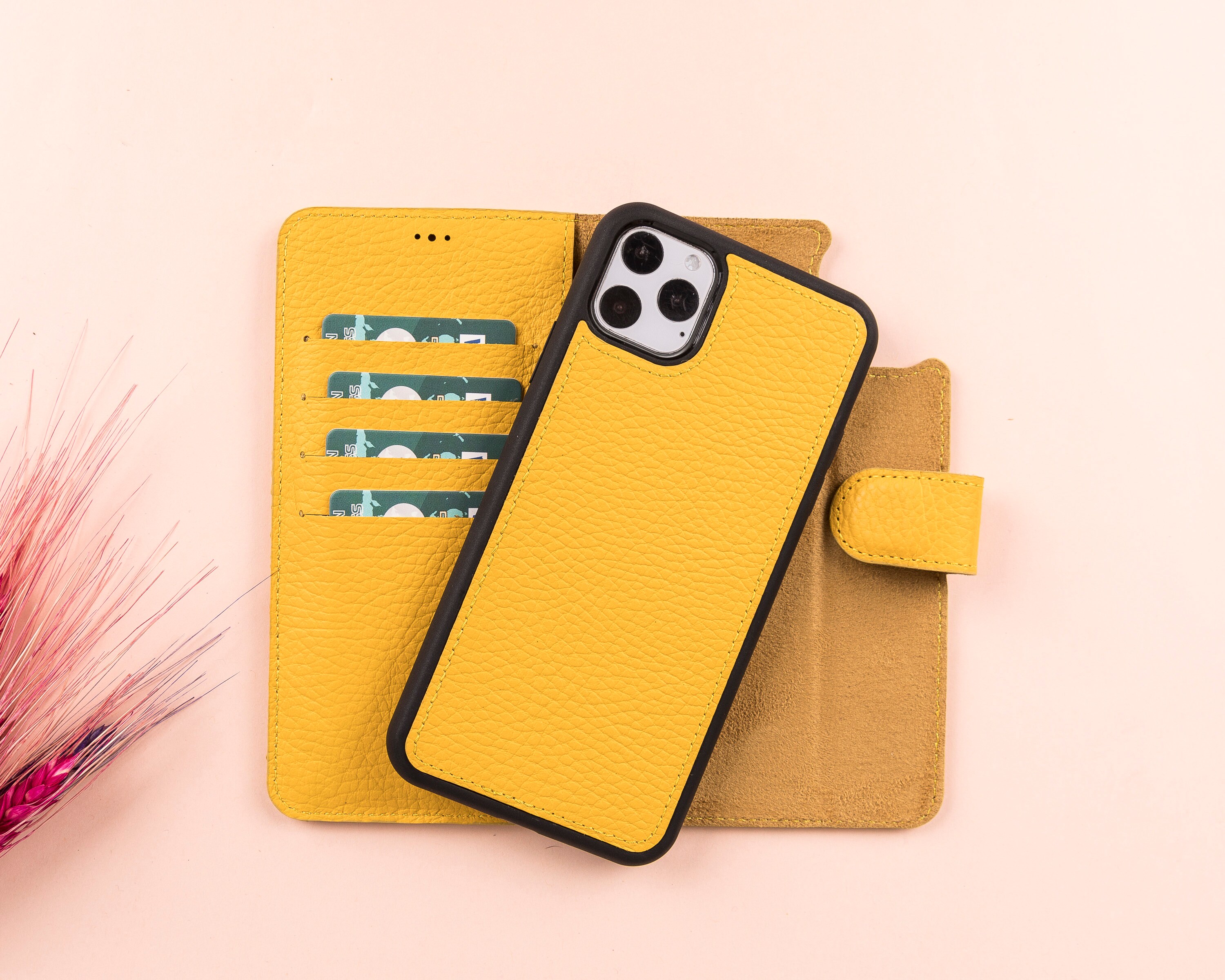 Leather Iphone 12 Series Detachable Wallet Case With Etsy