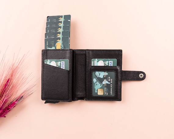 Portafoglio da donna in pelle con protezione RFID Tri-Fold per