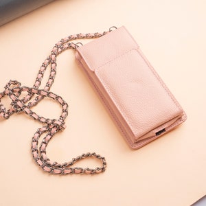 Bolsa de telefone crossbody de couro genuíno, bolsa de celular personalizada, carteira de suporte de cartão de iPhone, melhor bolsa de telefone de corpo cruzado de couro