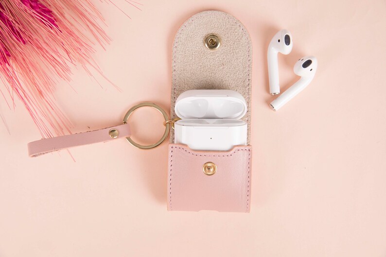 Cute-Pink Leather Apple AirPods 1 /& 2 Protective Pouch Case with Hanger Personalized AirPods 1 2 Case women AirPods 1 2 Charging Case