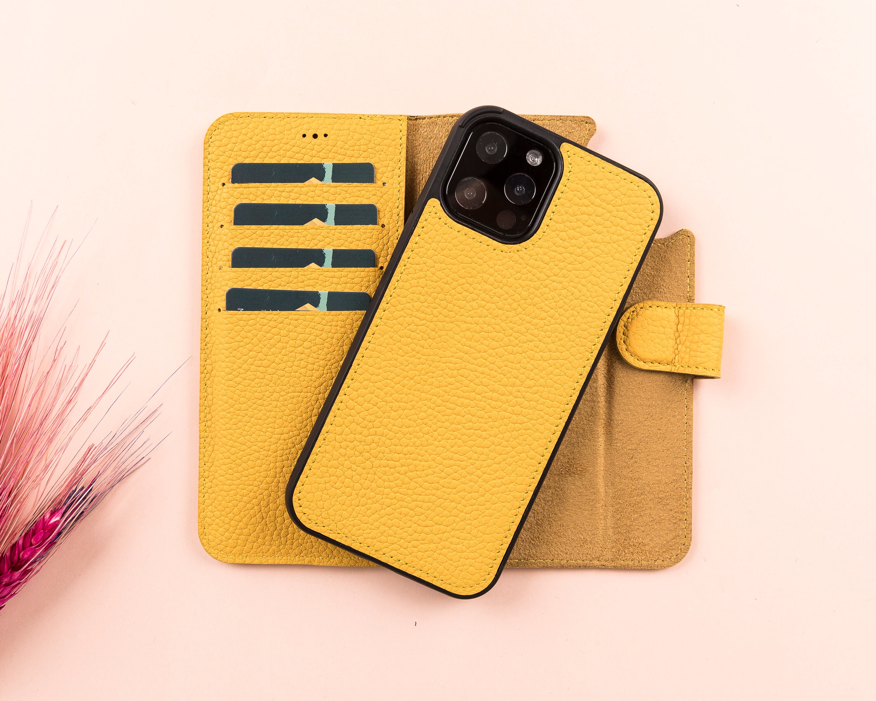 新品⭐︎ajew Function wallet case / yellow Yellow Leather iPhone 11 Series Magnetic Detachable Wallet