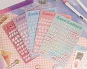 Love Letters with Shadow Sticker Sheet Alphabet Stickers, Bullet Journal, Cute Stickers, Deco Stickers, Journaling, Scrapbooking, Bujo