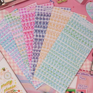 Mini feuille d'autocollants dégradé lettres douces | Stickers Alphabet, Bullet Journal, Stickers Mignons, Stickers Déco, Tenir Un Journal, Bujo, Scrapbooking