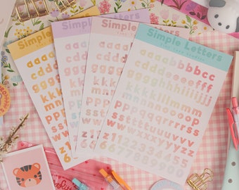 Simple Letters Sticker Sheet | Alphabet Stickers, Bullet Journal, Cute Stickers, Deco Stickers, Journaling, Scrapbooking, Bujo