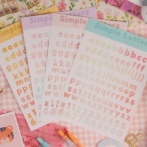 Feuille d'autocollants lettres simples | Stickers Alphabet, Bullet Journal, Stickers Mignons, Stickers Déco, Tenir Un Journal, Scrapbooking, Bujo