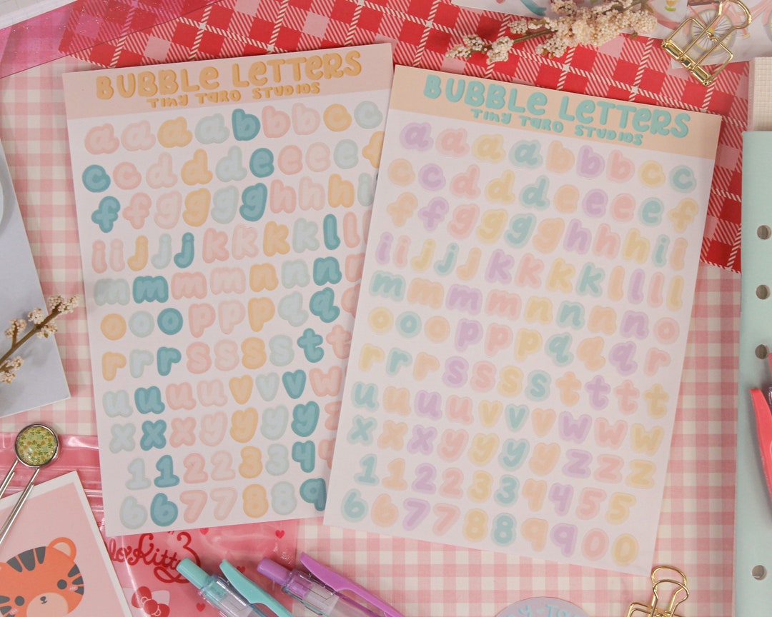 Bubble Letters Sticker Sheet Alphabet Stickers, Bullet Journal, Cute