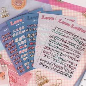 cartas de amor com folha de adesivos de borda | Adesivos de alfabeto, diário com marcadores, adesivos fofos, adesivos decorativos, registro no diário, álbum de recortes, Bujo