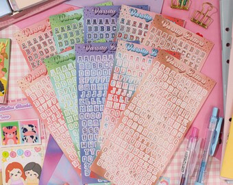 Mini feuille d'autocollants multicolores lettres universitaires | Stickers alphabet, Bullet Journal, Stickers mignons, Stickers déco pour Journal Bujo Scrapbooking