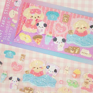 Slumber Party Character Stickers | Kpop deco stickers, planner stickers, polco, scrapbook, Korean stationery, journaling, cute sticker