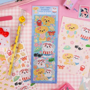 Luna and Puppy Beach Day Sticker Sheet | Bullet Journal, Cute Stickers, Polco Stickers, Deco Stickers, Planner Stickers, Journaling