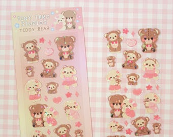 Teddy Bear Character Stickers | Kpop deco stickers, planner stickers, polco, scrapbook, Korean stationery, journaling, cute sticker