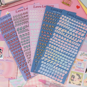 Mini Liebesbriefe mit Border Sticker Bogen | Alphabet Aufkleber, Bullet Journal, süße Aufkleber, Deko Aufkleber, Journaling, Scrapbooking Bujo