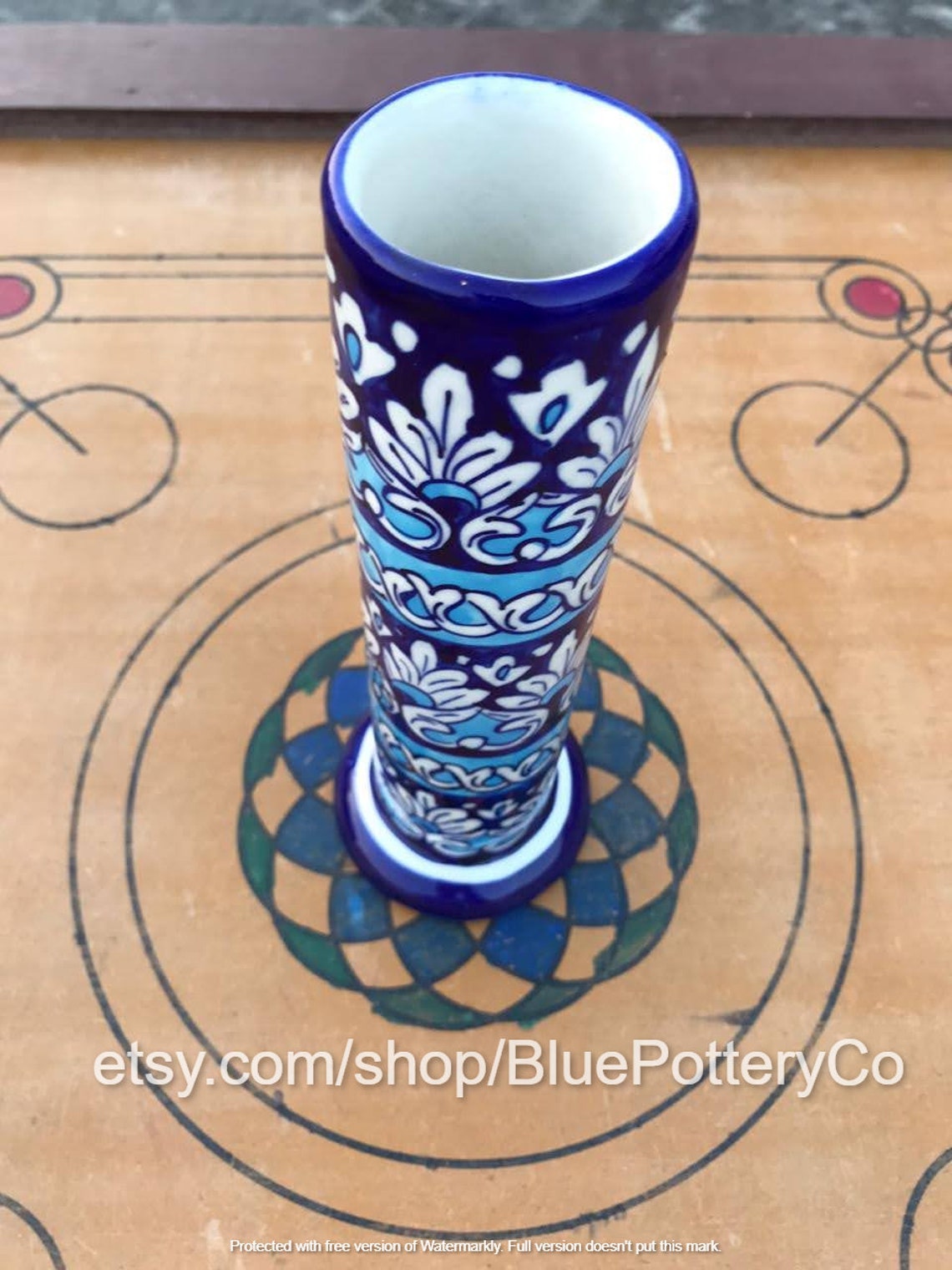 Pakistani pottery Cylinder vase blue pottery Delftware Etsy