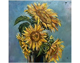 sunflower original artist oil painting series handmade