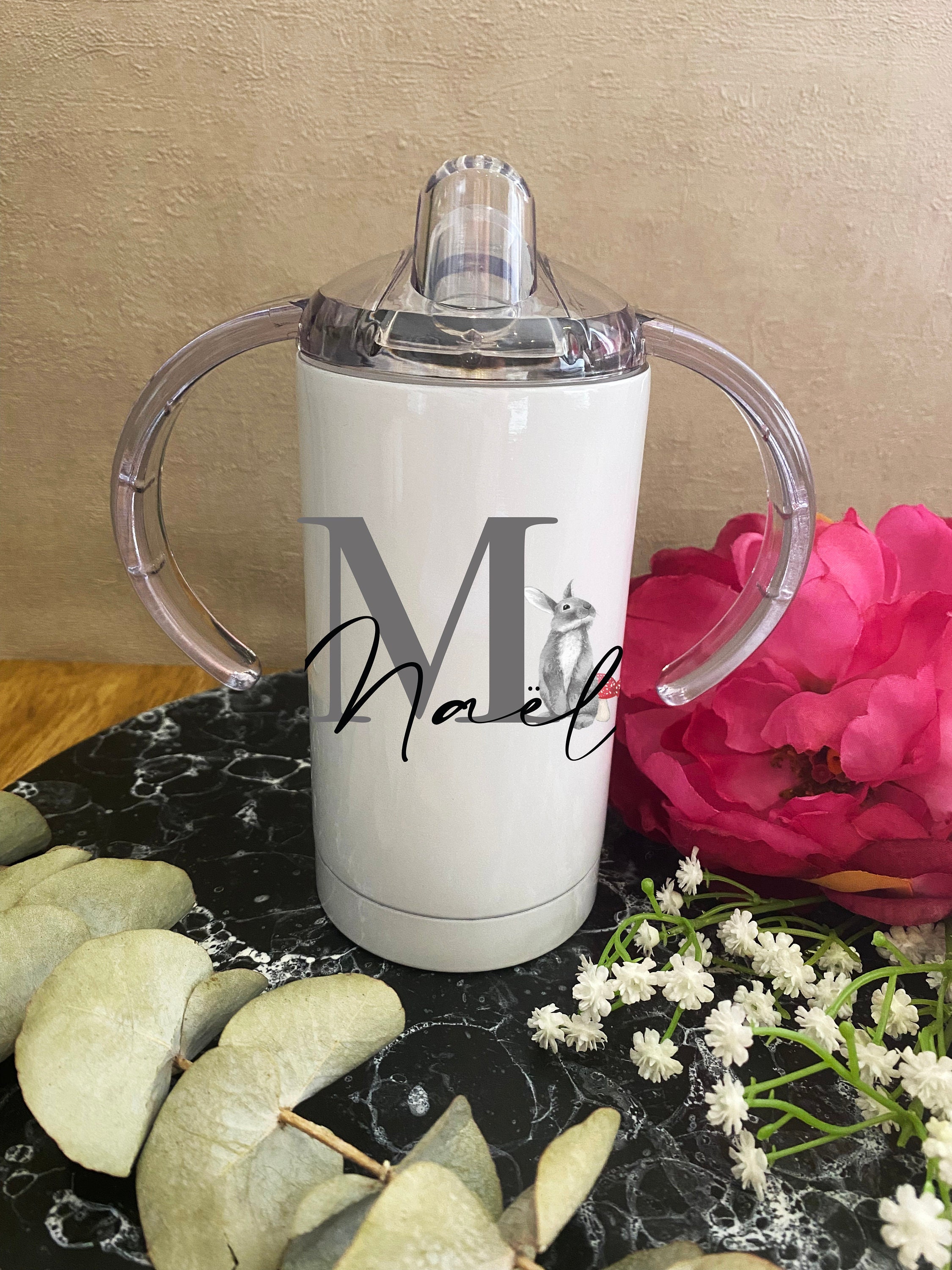 Gobelet Évolutif/Tasse Apprentissage à Bec Enfant/Bébé Personnalisé Lapin Nb