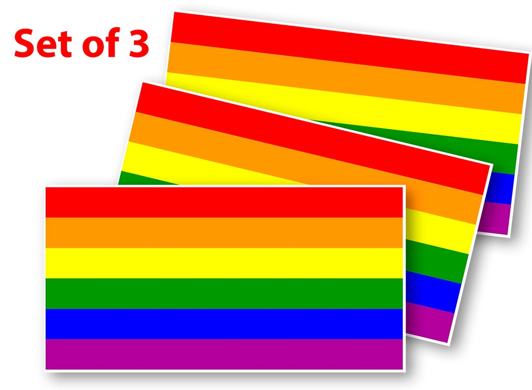 Set of 3. LGBT Rainbow Flag Sticker Car Decal Bumper Sticker Gay Pride ...
