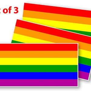 Set of 3. LGBT Rainbow Flag Sticker Car Decal Bumper Sticker Gay Pride Lesbian Bisexual Transgender Support (5x3)